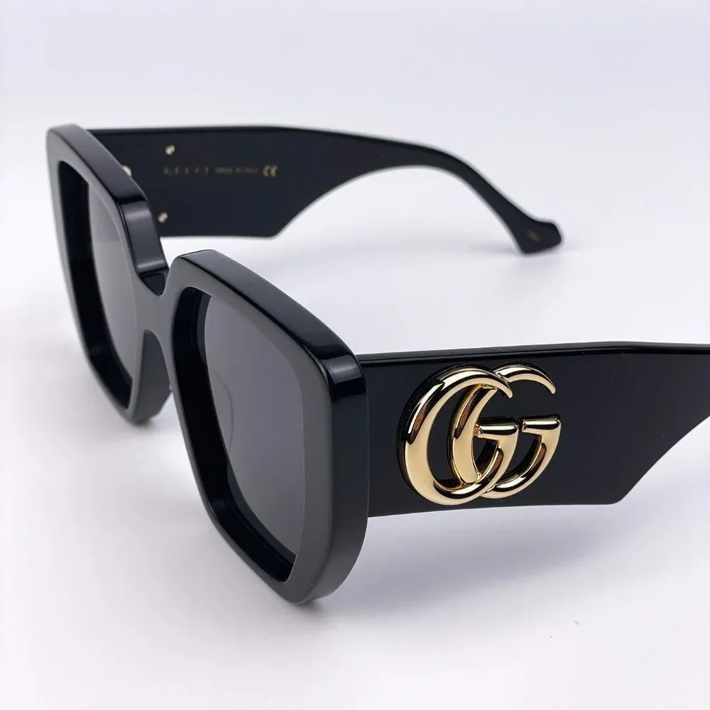 NEW Gucci GG0956S 003 Oversized Black Grey LOGO Women Sunglasses